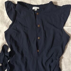 Calvin Klein Navy Dress with Button Detail NEW long pants Romper Size 12